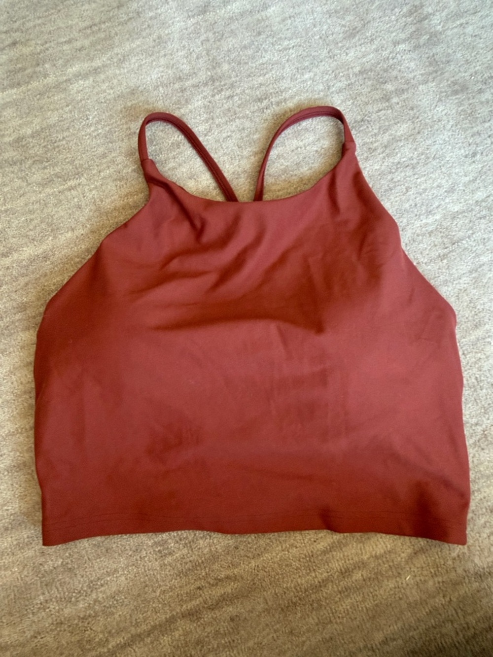 Cropped workout tank in copper rust color